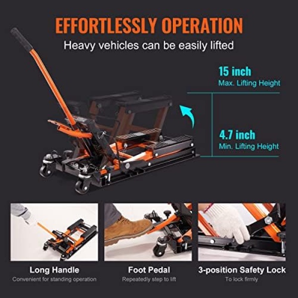 VEVOR Hydraulic Motorcycle Lift Jack 1500 LBS Capacity ATV Scissor Lift Jack - Image 3