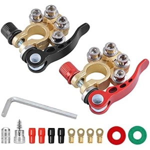 Car Battery Terminal Connectors, 2 Pcs 4 Way Quick Release Disconnect Car