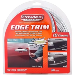 Cowles Custom - Enhanced 18ft Chrome U-Channel Edge Guard Trim, 18feet Rubber