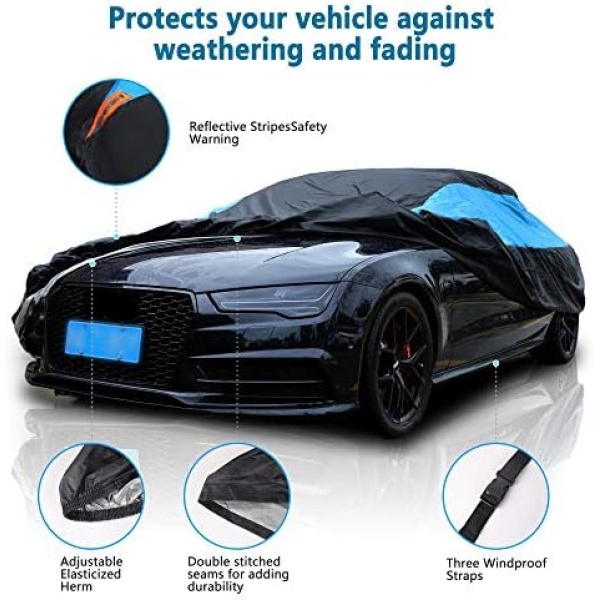 MORNYRAY Waterproof Car Cover All Weather Snowproof UV Protection Windproof - Image 2