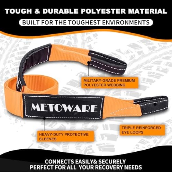 METOWARE Offroad Recovery Kit - 10 Ton Heavy Duty Winch Snatch Block Pulley - Image 6