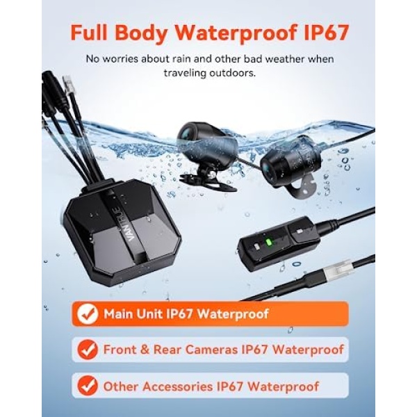 Vantrue F1 Motorcycle 4K Dash Cam Front and Rear, 4K + 1080P Motorcycle Camera - Image 3