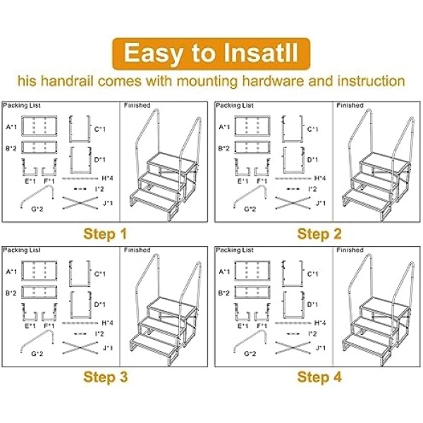 RV Steps with Handrails 3 Steps Mobile Home Stairs Outdoor RV Step Ladder with - Image 9