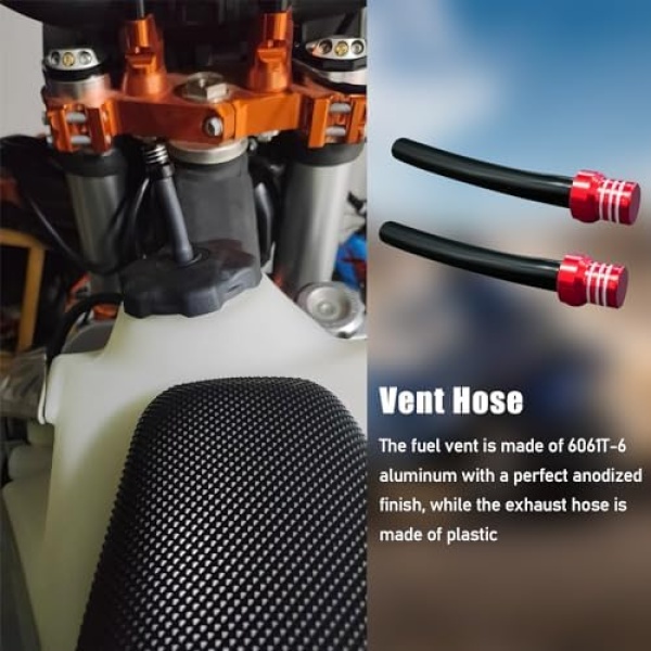 Augeny 2 PCS Breather Hose Gas Fuel Tank Cap, CNC One Way Tank Valve Vent Tube - Image 3
