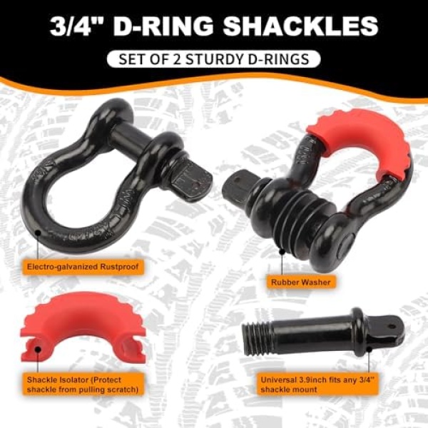 METOWARE Offroad Recovery Kit - 10 Ton Heavy Duty Winch Snatch Block Pulley - Image 7