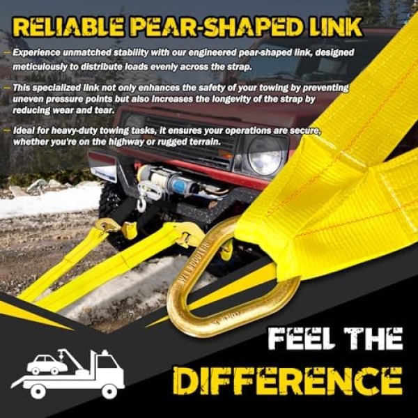 V-Bridle Tow Strap 2" x 6' with Snap Hooks, Cordura Sleeve, and Axle Straps | - Image 4