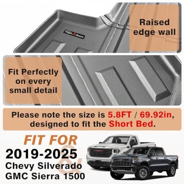 TripleAliners Truck Bed Mat Compatible with 2019-2024 2025 Chevy Silverado/GMC - Image 5