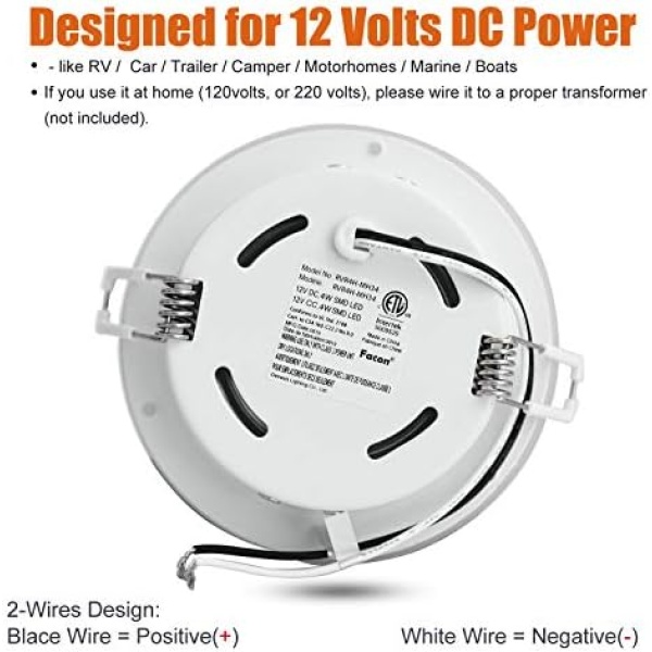Facon 4.5Inch LED RV Puck Light, DLFST4-008, Full Aluminum Recessed LED Ceiling - Image 5