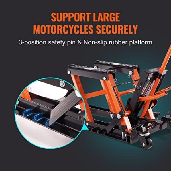 VEVOR Hydraulic Motorcycle Lift Jack 1500 LBS Capacity ATV Scissor Lift Jack - Image 4