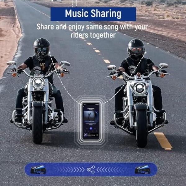 LEXIN B4FM Motorcycle Bluetooth Headset, 10 Riders Helmet Bluetooth Intercom - Image 4