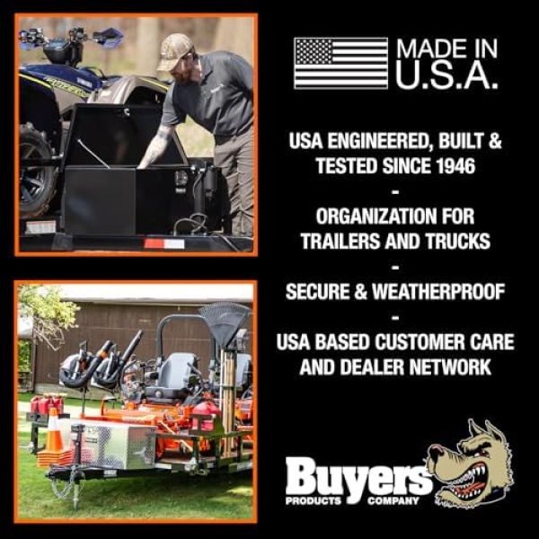 Buyers Products 1701280 Steel Trailer Tongue Box, 16.3 x 14.3 x 35.1 Inch, Black - Image 5