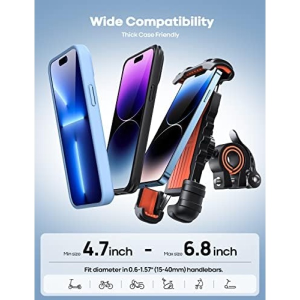 Lamicall Bike Phone Holder, Motorcycle Phone Mount - Motorcycle Handlebar Cell - Image 5