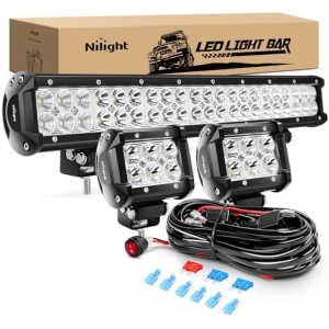 Nilight - ZH002 20Inch 126W Spot Flood Combo Off Road Led Light Bar 2PCS 18w