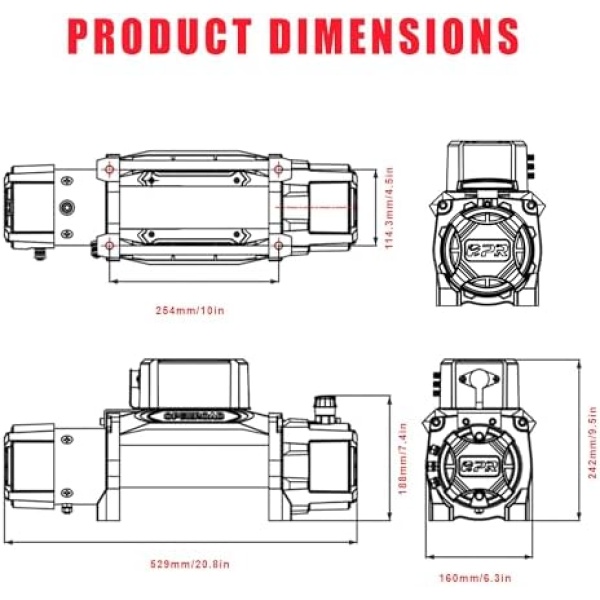OPENROAD 13500 lb Recovery Winch with Synthetic Rope and 2 Wireless Remotes - Image 6