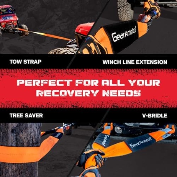 GearAmerica Off Road Recovery Kit, 9 Ton, Includes Tow Strap, Tree Saver, Snatch - Image 6