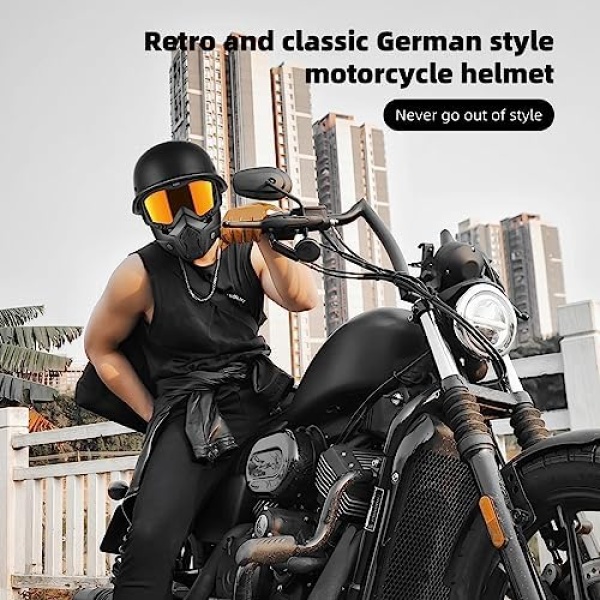 Motorcycle Half Helmets with Face Shield, German Style Motorcycle Helmet - Image 6