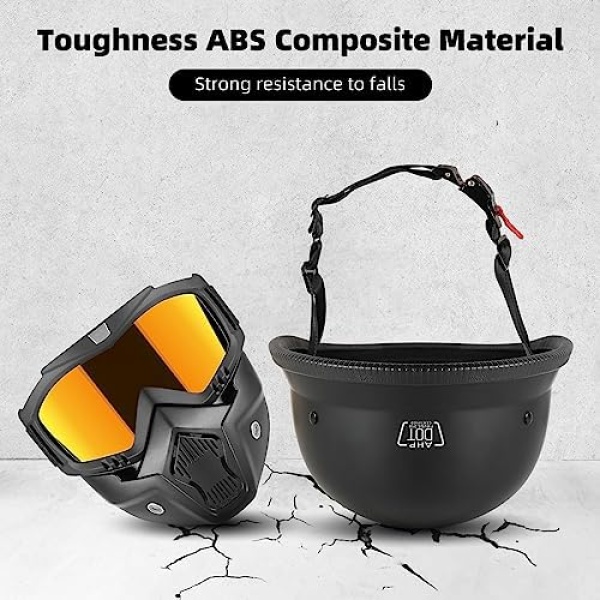 Motorcycle Half Helmets with Face Shield, German Style Motorcycle Helmet - Image 4