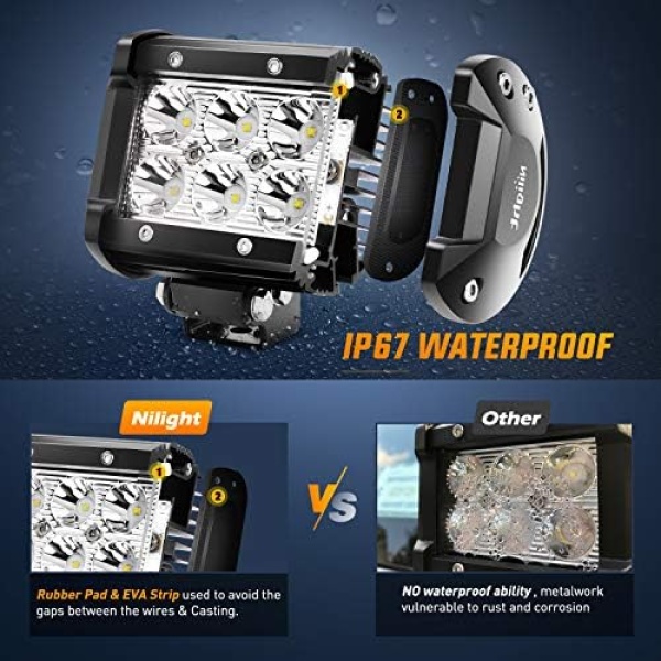 Nilight 2PCS 18W 1260lm Spot Driving Fog Light Off Road Led Lights Bar Mounting - Image 4