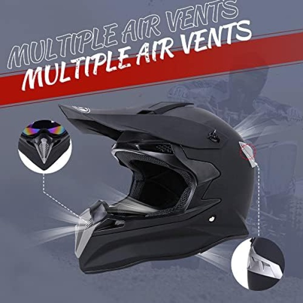 Adult Motocross Dirt Bike Helmet with Goggle, Gloves & Mask - DOT/FMVSS-218 - Image 2