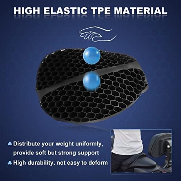 Foldable Motorcycle Gel Seat Cushion, Large 3D-Honeycomb Structure Shock - Image 2