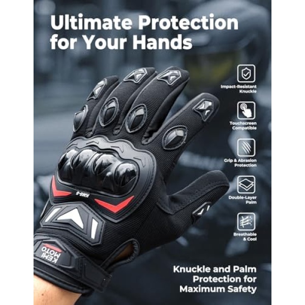 KEMIMOTO Motorcycle Gloves for Men and Women, Touchscreen Cycling Gloves for - Image 2
