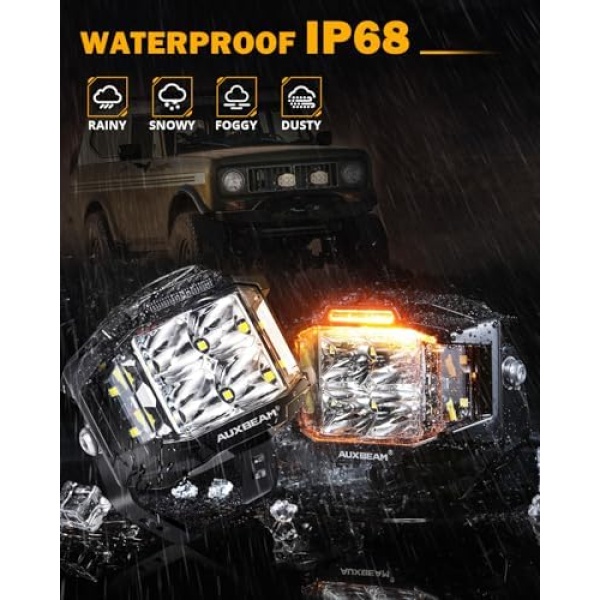 Auxbeam 4 Inch LED Pod Light, 92W V-MAX Series Square Offroad Driving - Image 6