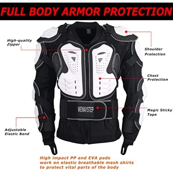 Motorcycle Protective Jacket Full Body Armor, Chest Spine Protection Dirt Bike - Image 4