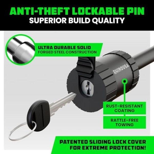 Rhino USA Trailer Hitch Pin (2 Inch) Patented 5/8" Locking Receiver Hitch Pins - Image 2