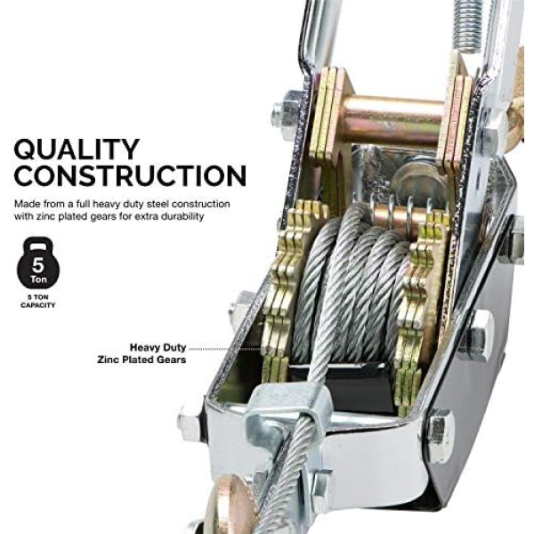 NEIKO 02256A Come Along Winch, 5-Ton (10,000 Lbs) Pulling Capacity, 10Ft, 3 - Image 2