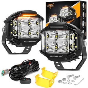 Auxbeam 4 Inch V-MAX Series LED Pods with Side Shooter, 92W Round Offroad