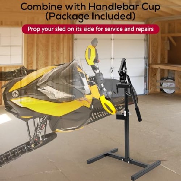 Snowmobile Lever Lift Stand with Handlebar Cup, Max 32" Bumper Lift Height - Image 3