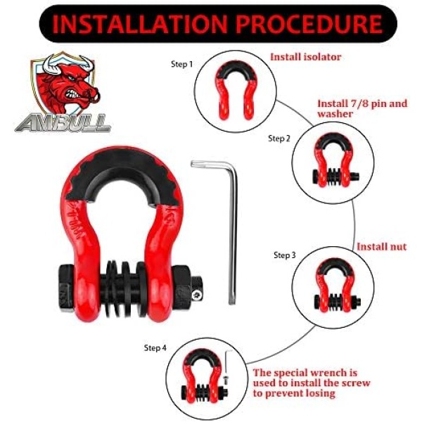 Shackles 3/4" D Ring Shackle (2 Pack) 45,000lb Break Strength with 7/8" Pin - Image 5