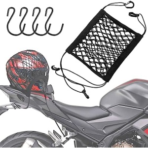 Upgrade Cargo Net for Motorcycle Helmet Storage, 10"X11" High-Elastic Double