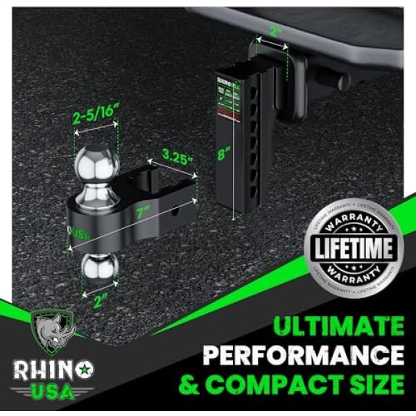 Rhino USA Adjustable Trailer Hitch (Fits 2-Inch Receiver) - Heavy Duty Aluminum - Image 3