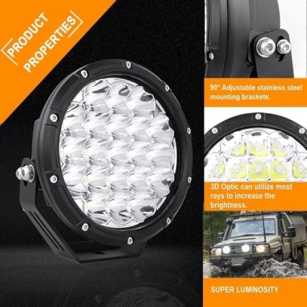 BIGLIONX Round LED Offroad Lights 7inch 2pcs 210W 32000LM LED Off Road Light - Image 3