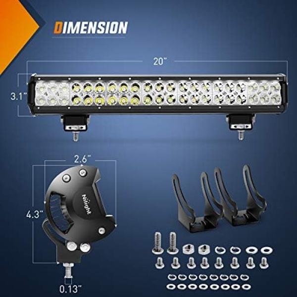 Nilight - ZH003 20Inch 126W Spot Flood Combo Led Light Bar 4PCS 4Inch 18W Spot - Image 2