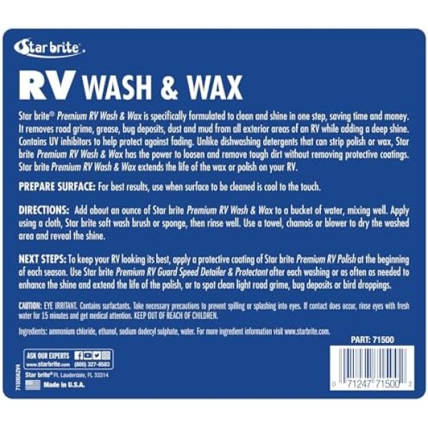 STAR BRITE RV Wash & Wax w/PTEF (71500) One Step Concentrated Cleaner - Image 2