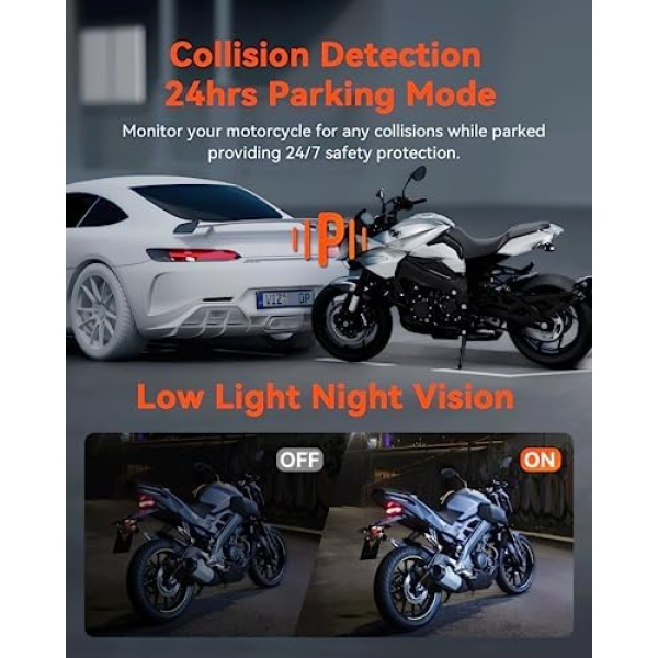 Vantrue F1 Motorcycle 4K Dash Cam Front and Rear, 4K + 1080P Motorcycle Camera - Image 5