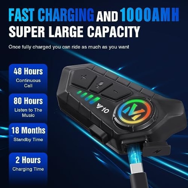 FEYA Motorcycle Helmet Speakers High Battery Life Helmet Headphone IPX6 - Image 3