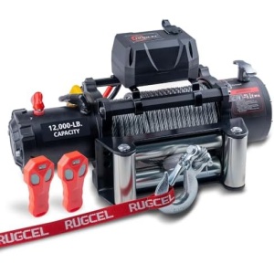 RUGCEL WINCH 12000lb 12V Truck Waterproof Electric Black Steel Rope Electric