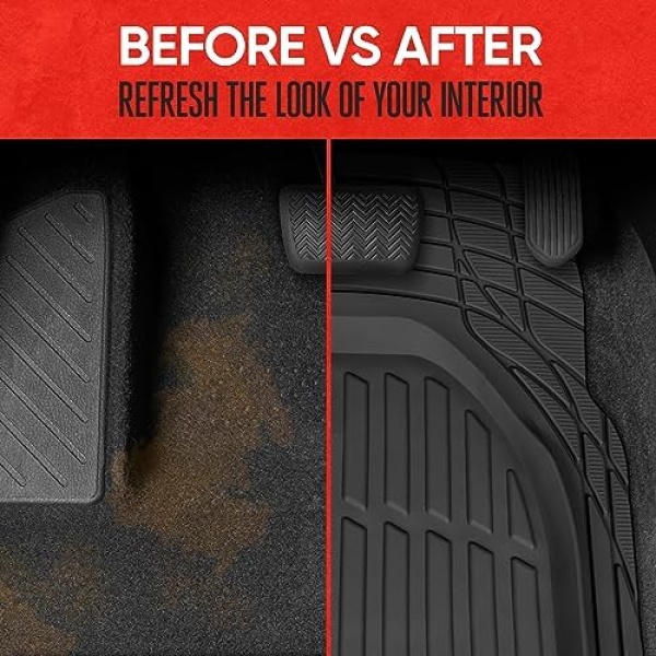Motor Trend FlexTough Floor Mats for Cars, Black Deep Dish All-Weather Mats - Image 5