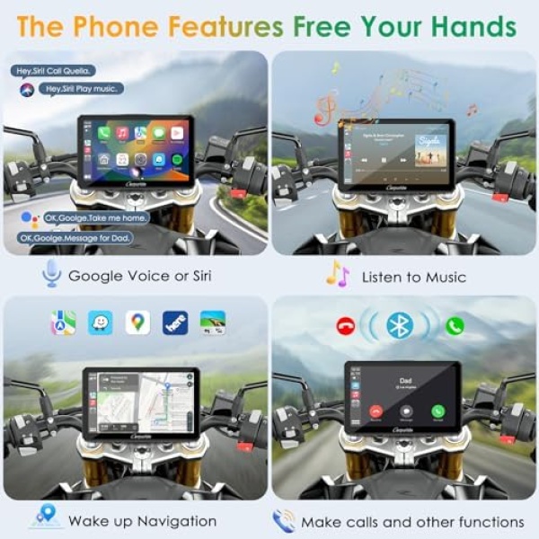 Carpuride W712D Motorcycle Carplay Screen with HD 1080P Dual Dash Cam - Image 6