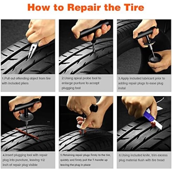 Tire Repair Kit - 68pcs Heavy Duty Tire Plug Kit, Universal Tire Repair Tools - Image 6