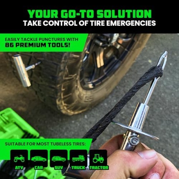 Rhino USA Tire Repair Kit (86-Piece) Professional Heavy Duty Tire Plug Kit - Image 4