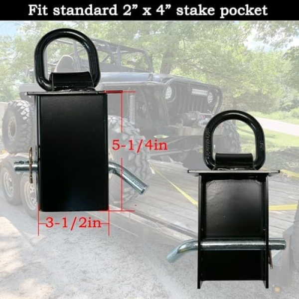 4Pcs Stake Pocket D Ring Trailer Stake Pocket Tie Down 16200lbs Fit for Utility - Image 2