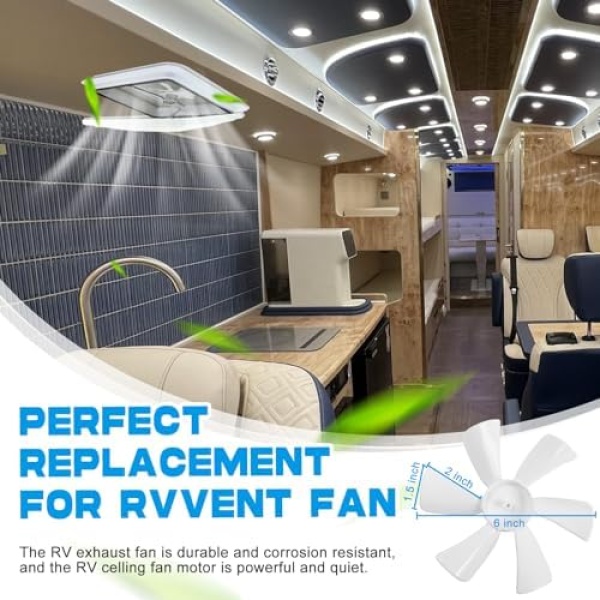 14" RV Roof Vent for Camper Trailer Universal White Lid Roof Vent with 12V RV - Image 2