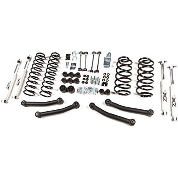 Zone Offroad Jeep Wrangler TJ 4" Suspension System w/Black Nitro Shocks