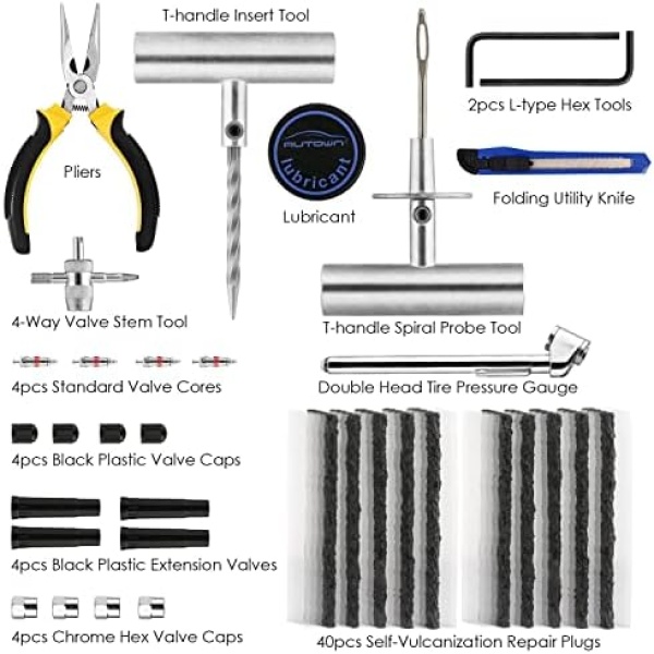 Tire Repair Kit - 68pcs Heavy Duty Tire Plug Kit, Universal Tire Repair Tools - Image 2