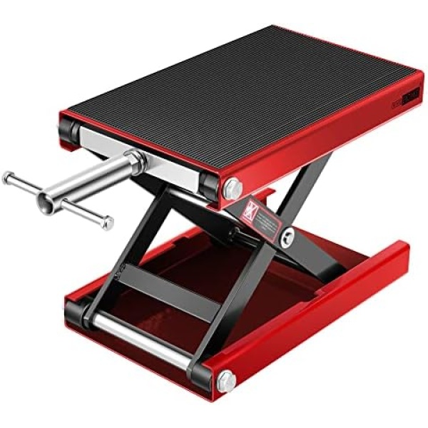 VIVOHOME Motorcycle Lift Scissor Jack Steel Wide Deck Hoist Crank Center Stand