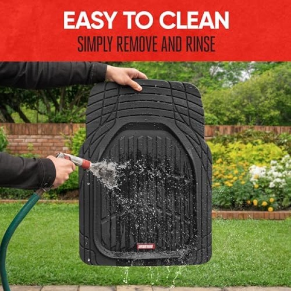 Motor Trend FlexTough Floor Mats for Cars, Black Deep Dish All-Weather Mats - Image 7